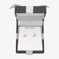 White Cubic Zirconia 14K Gold 6mm Stud Earrings