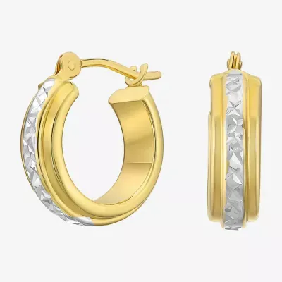 14K Two Tone Gold 12.5mm Hoop Earrings