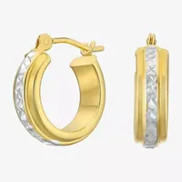 14K Two Tone Gold 12.5mm Hoop Earrings