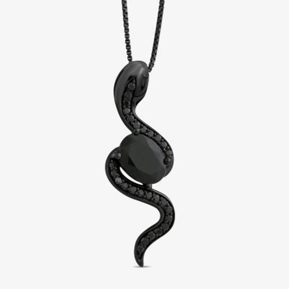 Enchanted Disney Fine Jewelry Villains Womens 1/5 CT. Genuine Black Onyx Sterling Silver Aladdin Jafar Pendant Necklace