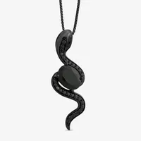 Enchanted Disney Fine Jewelry Villains Womens 1/5 CT. T.W. Genuine Black Onyx Sterling Silver Aladdin Jafar Pendant Necklace