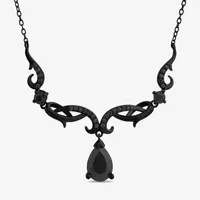 Enchanted Disney Fine Jewelry Villains Womens 1/5 CT. T.W. Genuine Black Onyx Sterling Silver Pear Maleficent Sleeping Beauty Pendant Necklace