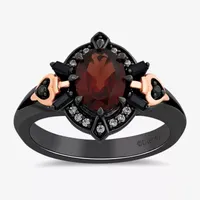 Enchanted Disney Fine Jewelry Villains Womens 1/10 CT. T.W. Genuine Red Garnet 14K Rose Gold Over Silver Sterling Oval Evil Queen Cocktail Ring