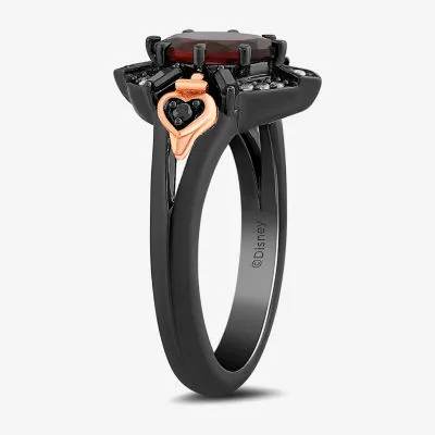 Enchanted Disney Fine Jewelry Villains Womens 1/10 CT. T.W. Genuine Red Garnet 14K Rose Gold Over Silver Sterling Oval Evil Queen Cocktail Ring