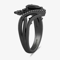 Enchanted Disney Fine Jewelry Villains Womens 1/6 CT. T.W. Genuine Black Onyx Sterling Silver Pear Maleficent Sleeping Beauty Cocktail Ring