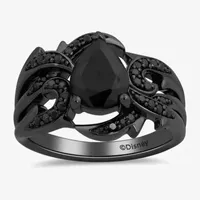 Enchanted Disney Fine Jewelry Villains Womens 1/4 CT. T.W. Genuine Black Onyx Sterling Silver Pear Maleficent Sleeping Beauty Side Stone Cocktail Ring