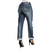 Poetic Justice Womens Mid Rise Mid Belly Boyfriend Jean