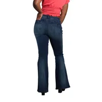 Poetic Justice Womens Mid Rise Mid Belly Flare Leg Jean