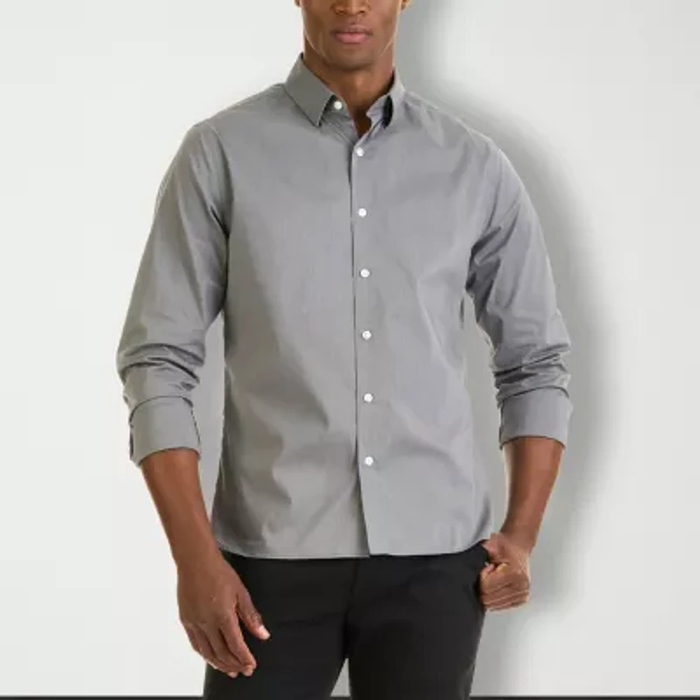 Van Heusen Stainshield Mens Slim Fit Long Sleeve Button-Down Shirt