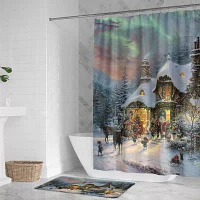 Thomas Kinkade Santa'S Christmas Memory Foam Bath Mat