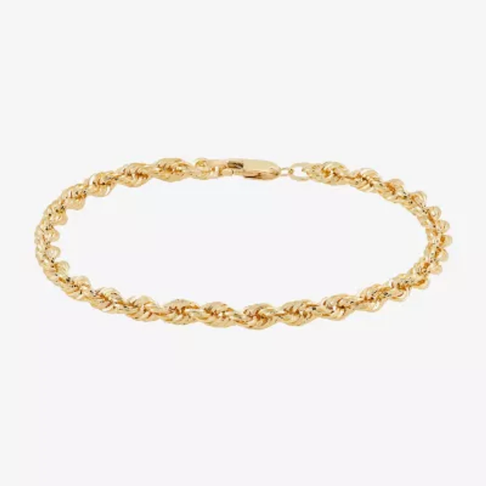 10K Gold 8 1/2 Inch Hollow Rope Chain Bracelet