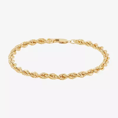 10K Gold 8 1/2 Inch Hollow Rope Chain Bracelet