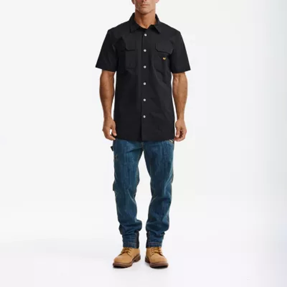 CAT Ripstop Mens Regular Fit Short Sleeve Button-Down Shirt