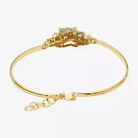 Lab Created White Opal 18K Gold Over Silver Bangle Bracelet