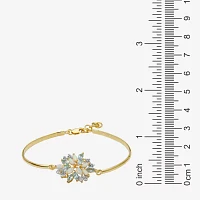 Lab Created White Opal 18K Gold Over Silver Bangle Bracelet