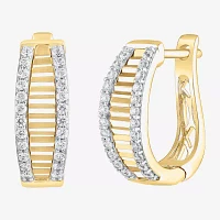 (H-I / I1) 1/2 CT. T.W. Lab Grown White Diamond 10K Gold 18.1mm Hoop Earrings