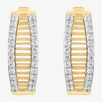 (H-I / I1) 1/2 CT. T.W. Lab Grown White Diamond 10K Gold 18.1mm Hoop Earrings