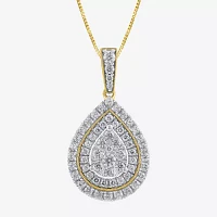 (H-I / I1) Womens 1 CT. T.W. Lab Grown White Diamond 10K Gold Pear Pendant Necklace