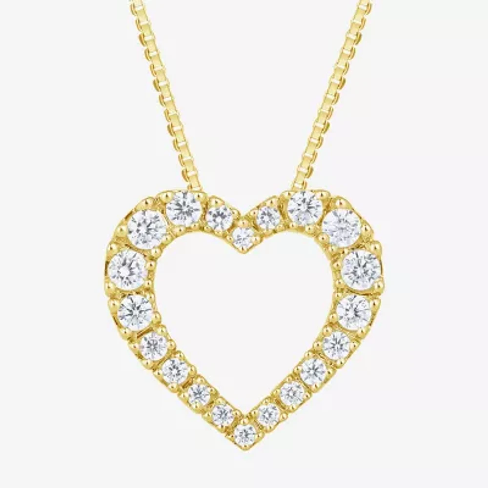 (H-I / I1) Womens 1/2 CT. T.W. Lab Grown White Diamond 10K Gold Heart Pendant Necklace