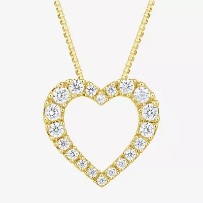 H-I / I1) Womens 1/ CT. T.W. Lab Grown White Diamond 10K Gold Heart Pendant Necklace