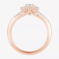 Love Lives Forever (H-I / Si2) Womens 3/ CT. T.W. Lab Grown White Diamond 10K Gold Round Side Stone 3-Stone Engagement Ring
