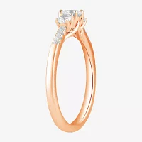 Love Lives Forever (H-I / Si2) Womens 3/ CT. T.W. Lab Grown White Diamond 10K Gold Round Side Stone 3-Stone Engagement Ring
