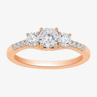 Love Lives Forever (H-I / Si2) Womens 1 1/2 CT. T.W. Lab Grown White Diamond 10K Gold Round Side Stone 3-Stone Engagement Ring