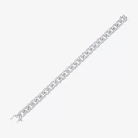 14K White Gold 8 1/2 Inch Semisolid Curb Chain Bracelet