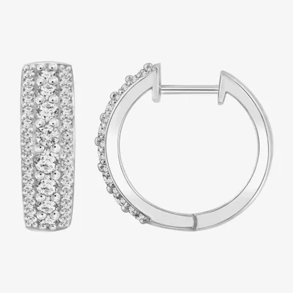 Diamonart White Cubic Zirconia Sterling Silver 17.1mm Hoop Earrings