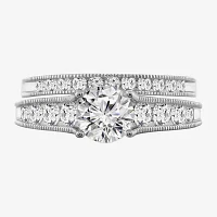 Diamonart Womens White Cubic Zirconia Sterling Silver Bridal Set