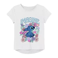 Little & Big Girls Round Neck Short Sleeve Stitch Graphic T-Shirt