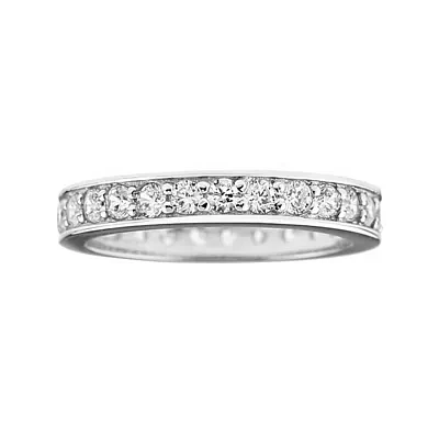 Diamonart® Cubic Zirconia Sterling Silver Eternity Band Ring