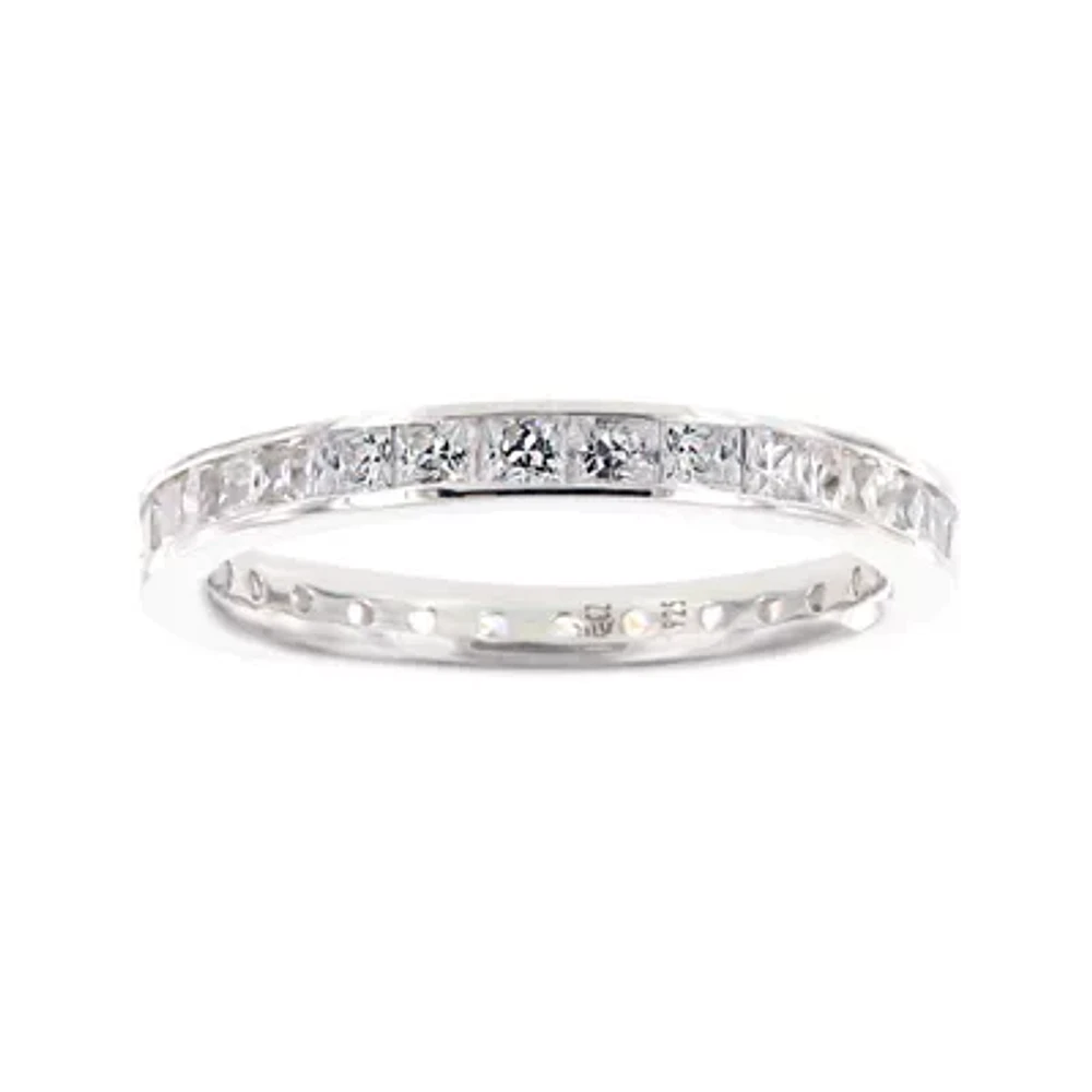 Diamonart® Princess Cubic Zirconia Sterling Silver Eternity Band Ring