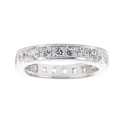 Diamonart® Princess Cubic Zirconia Sterling Silver Eternity Band Ring