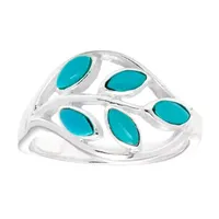 Sparkle Allure Simulated Turquoise Pure Silver Over Brass Cocktail Ring