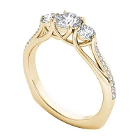 Love Lives Forever Womens 1 1/2 CT. T.W. Natural White Diamond 14K Gold Round 3-Stone Engagement Ring