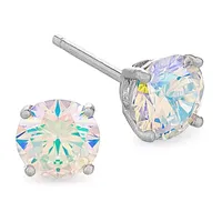 DiamonArt® Preciosa Aurora Borealis /2 CT. T.W. White Cubic Zirconia Sterling Silver 6mm Stud Earrings