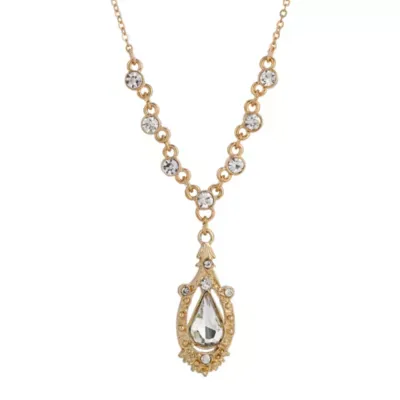 1928 Gold Tone 16 Inch Link Pendant Necklace