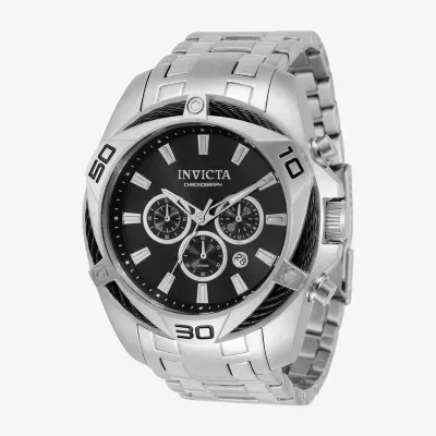 Invicta Bolt Mens Chronograph Silver Tone Stainless Steel Bracelet Watch