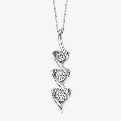 Sirena Womens 1/5 CT. T.W. Mined White Diamond 14 Gold Heart Pendant Necklace