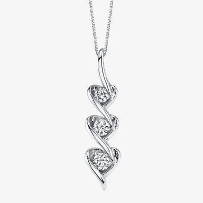 Sirena Womens 1/5 CT. T.W. Natural White Diamond 14 Gold Heart Pendant Necklace