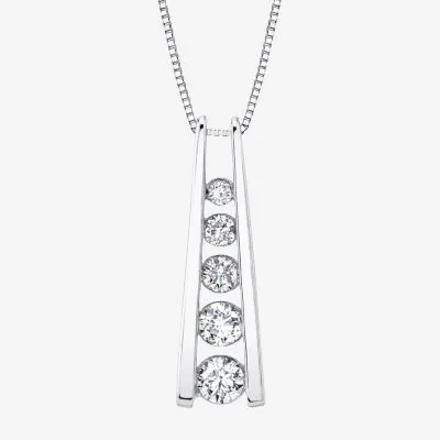 Sirena Womens 1/2 CT. T.W. Mined White Diamond 14K Gold Pendant Necklace