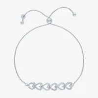 Yes, Please! 1/10 CT. T.W. Natural White Diamond Sterling Silver Heart Bolo Bracelet