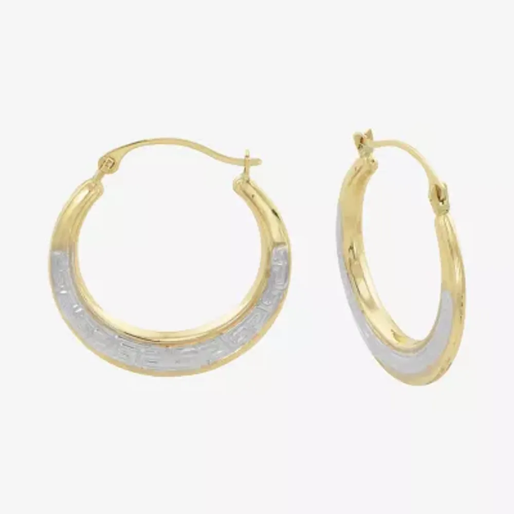 14K Two Tone Gold 19mm Round Hoop Earrings