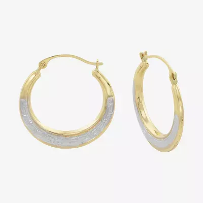14K Two Tone Gold 19mm Round Hoop Earrings