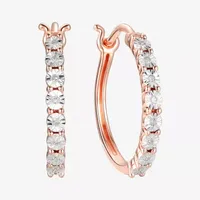 1/10 CT. T.W. Natural White Diamond 14K Rose Gold Over Silver 18mm Hoop Earrings