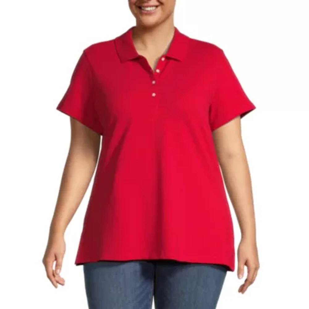 St. John's Bay Plus Womens Short Sleeve Polo Shirt