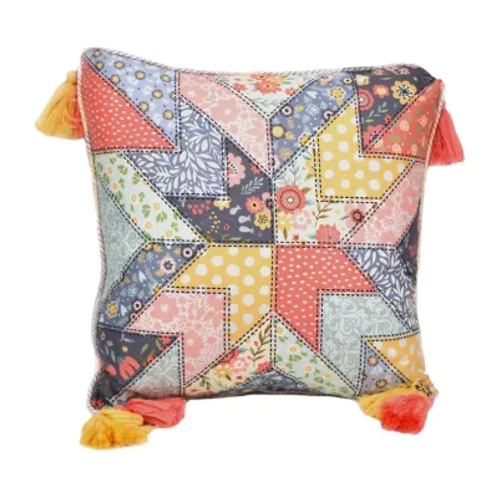 Donna Sharp Coral Crush Patch Square Throw Pillow