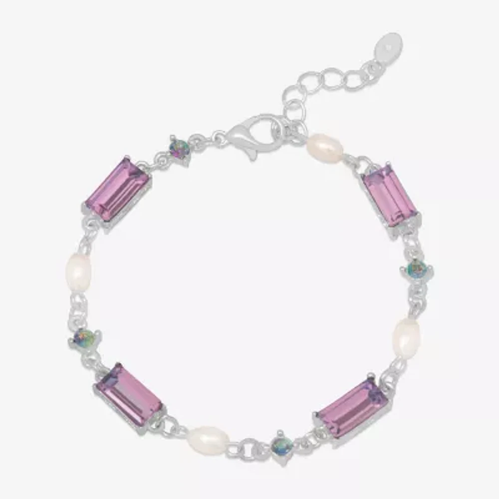 Bijoux Bar Delicates Silver Tone Glass Tennis Bracelet