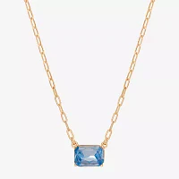 Bijoux Bar Delicates Gold Tone Glass 16 Inch Link Pendant Necklace